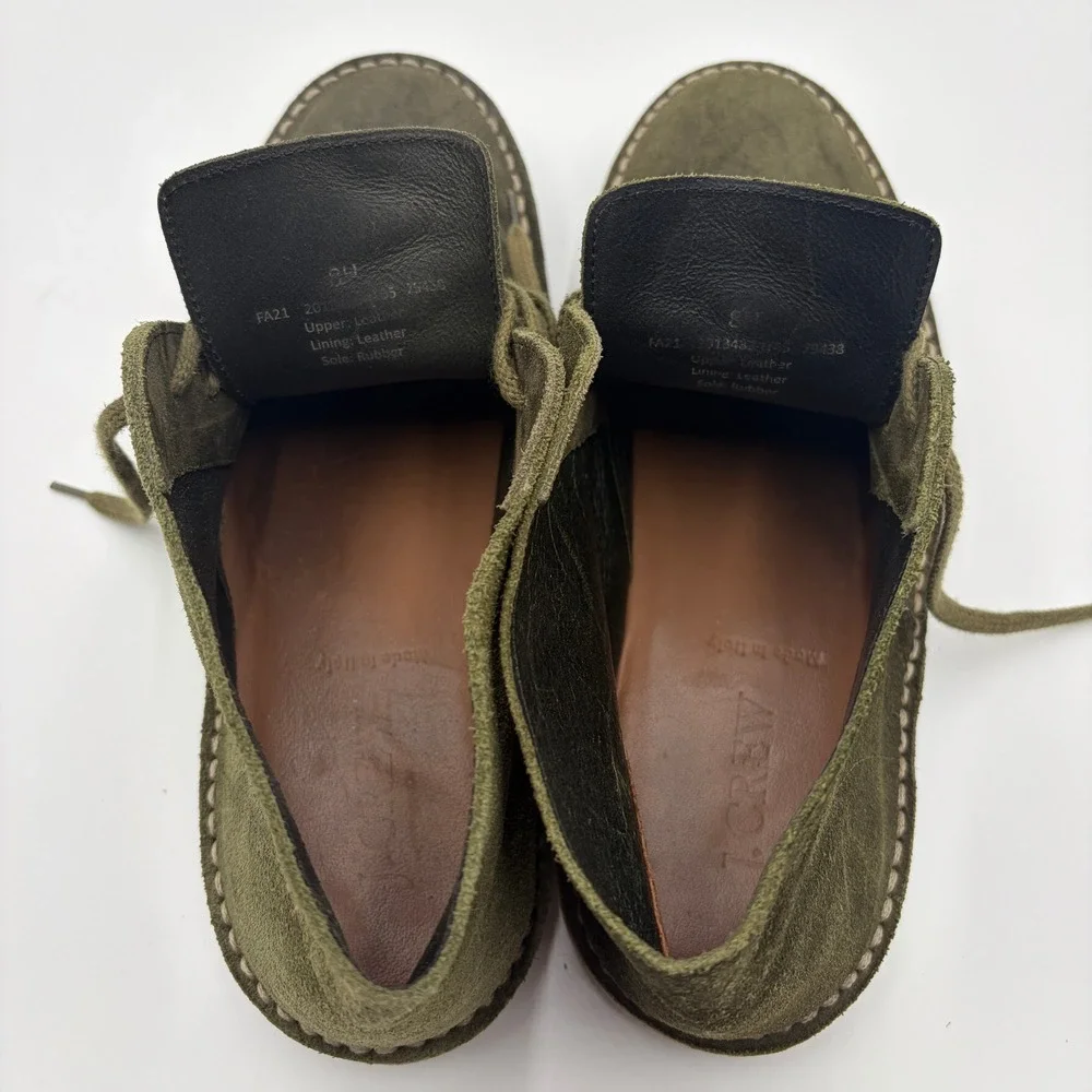 JCrew MacAlister Suede Desert Boots Olive Green Mens 8.5 FA21 Crepe Sole Chukka